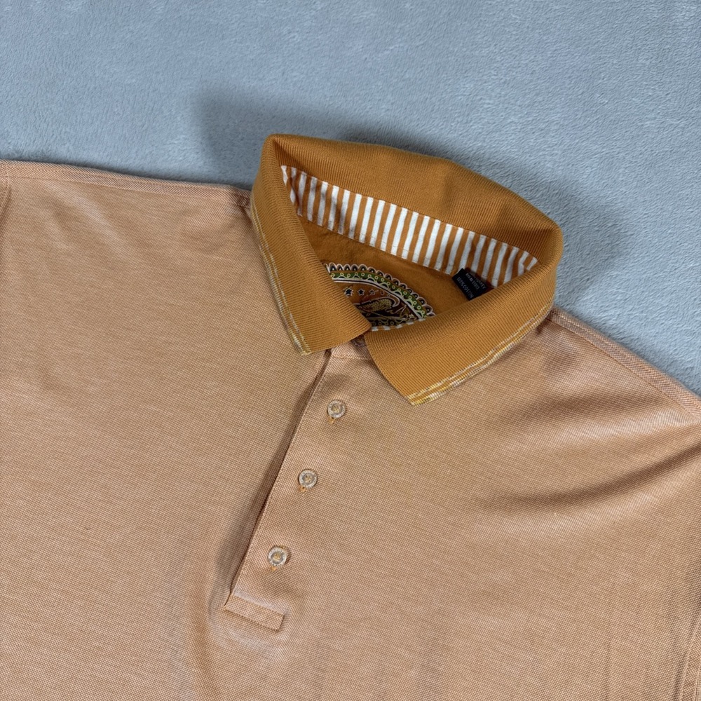 Robert Graham Polo Golf Shirt Mens X Large Orange Contrast Stitching Casual